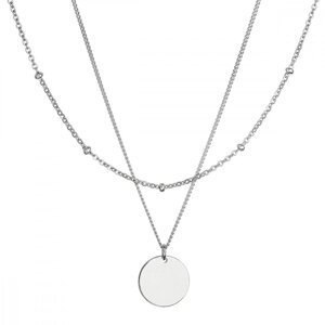 Stříbrný náhrdelník dvouřadý s placičkou a řetízkem s kuličkami 62002,Stříbrný náhrdelník dvouřadý s placičkou a řetízkem s kuličkami 62002