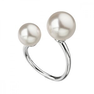 Stříbrný prsten se dvěma perlami z křišťálu Preciosa bílý 35053.1,Stříbrný prsten se dvěma perlami z křišťálu Preciosa bílý 35053.1