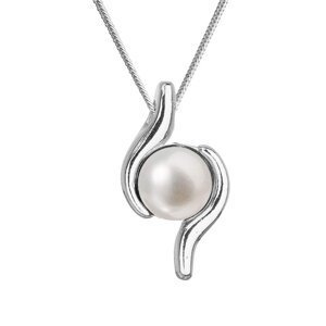 Stříbrný náhrdelník s pravou říční perlou 22038.1 Bílá,Stříbrný náhrdelník s pravou říční perlou 22038.1 Bílá