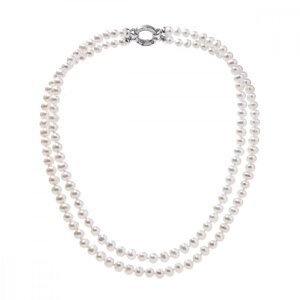 Perlový náhrdelník dvouřadý z pravých říčních perel bílý 22036.1,Perlový náhrdelník dvouřadý z pravých říčních perel bílý 22036.1
