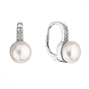 Stříbrné náušnice visací s bílou říční perlou 21069.1,Stříbrné náušnice visací s bílou říční perlou 21069.1