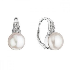 Stříbrné náušnice visací s bílou říční perlou 21070.1,Stříbrné náušnice visací s bílou říční perlou 21070.1