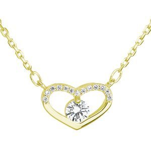 Pozlacený stříbrný náhrdelník se zirkonem bílé srdce 12008.1 Au plating,Pozlacený stříbrný náhrdelník se zirkonem bílé srdce 12008.1 Au plating