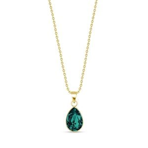 Stříbrný pozlacený náhrdelník se Swarovski Elements zelená kapka Baroque NG432010EM Emerald,Stříbrný pozlacený náhrdelník se Swarovski Elements zelená