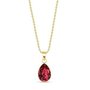 Stříbrný pozlacený náhrdelník se Swarovski Elements červená kapka Baroque NG432010SC Scarlet,Stříbrný pozlacený náhrdelník se Swarovski Elements červe
