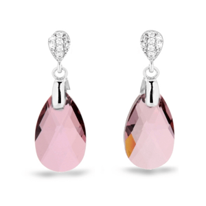 Stříbrné náušnice s krystaly Swarovski Elements růžová kapka Dainty Drop KW610616AP Antique Pink,Stříbrné náušnice s krystaly Swarovski Elements růžov