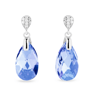 Stříbrné náušnice s krystaly Swarovski Elements modrá kapka Dainty Drop KW610616LS Light Sapphire,Stříbrné náušnice s krystaly Swarovski Elements modr