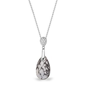 Stříbrný náhrdelník se Swarovski Elements stříbrno-černá kapka Dainty Drop N610616BP Black Patina,Stříbrný náhrdelník se Swarovski Elements stříbrno-č