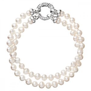Perlový náramek dvouřadý z pravých říčních perel bílý 23013.1,Perlový náramek dvouřadý z pravých říčních perel bílý 23013.1