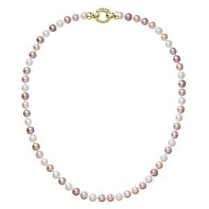 Perlový náhrdelník z pravých říčních perel mix barev 22004.3 Au plating,Perlový náhrdelník z pravých říčních perel mix barev 22004.3 Au plating