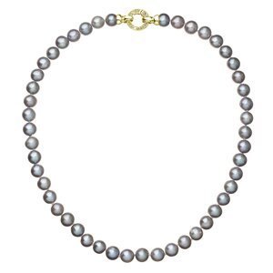 Perlový náhrdelník z pravých říčních perel šedý 22028.3 grey Au plating,Perlový náhrdelník z pravých říčních perel šedý 22028.3 grey Au plating