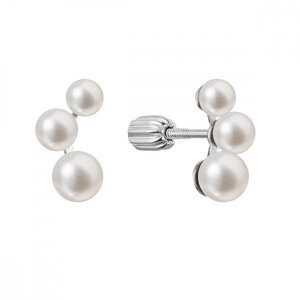 Stříbrné náušnice pecky s třemi bílými říčními perlami 21101.1B,Stříbrné náušnice pecky s třemi bílými říčními perlami 21101.1B