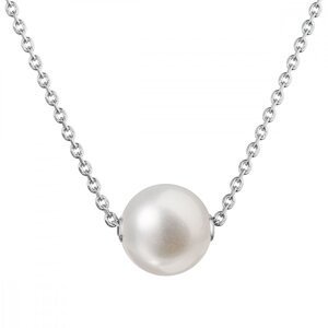 Stříbrný náhrdelník s pevnou bílou říční perlou na řetízku 22047.1,Stříbrný náhrdelník s pevnou bílou říční perlou na řetízku 22047.1