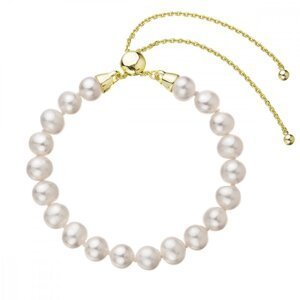 Pozlacený náramek z pravých říčních perel bílý nastavitelný 23023.1 Au plating,Pozlacený náramek z pravých říčních perel bílý nastavitelný 23023.1 Au