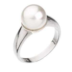 Stříbrný prsten s Preciosa perlou bílý 35022.1 52,Stříbrný prsten s Preciosa perlou bílý 35022.1 52