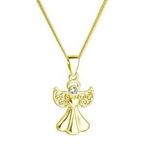 Pozlacený stříbrný náhrdelník anděl se Swarovski krystaly bílý 32077.1 Au plating,Pozlacený stříbrný náhrdelník anděl se Swarovski krystaly bílý 32077