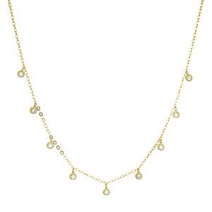 Pozlacený stříbrný náhrdelník s 9 malými kulatými zirkónky 12056.1. crystal Au plating,Pozlacený stříbrný náhrdelník s 9 malými kulatými zirkónky 1205