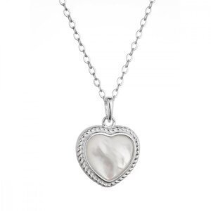 Stříbrný náhrdelník srdce s perleťovým zirkonem 12058.1,Stříbrný náhrdelník srdce s perleťovým zirkonem 12058.1