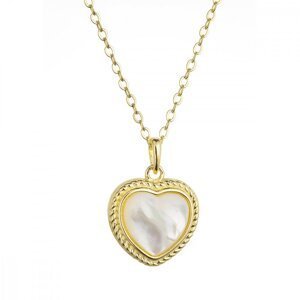 Pozlacený stříbrný náhrdelník srdce s perleťovým zirkonem 12058.1 Au plating,Pozlacený stříbrný náhrdelník srdce s perleťovým zirkonem 12058.1 Au plat