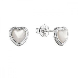 Stříbrné náušnice pecky srdce s perleťovým zirkonem 11433.1 perleť,Stříbrné náušnice pecky srdce s perleťovým zirkonem 11433.1 perleť