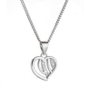 Stříbrný náhrdelník srdce se zirkony 12074.1,Stříbrný náhrdelník srdce se zirkony 12074.1