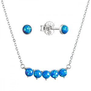 Sada šperků se syntetickými opály modré kulaté 19035.3 blue,Sada šperků se syntetickými opály modré kulaté 19035.3 blue