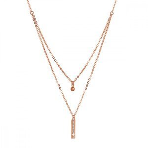 Pozlacený stříbrný ROSE náhrdelník kulička a úzký obdelník se zirkony bílý 12057.1 crystal,Pozlacený stříbrný ROSE náhrdelník kulička a úzký obdelník