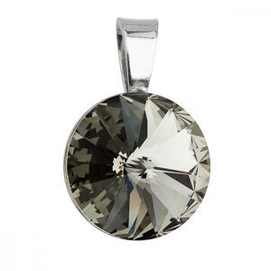 Stříbrný přívěsek s krystaly Swarovski šedý kulatý-rivoli 34112.3 Black Diamond,Stříbrný přívěsek s krystaly Swarovski šedý kulatý-rivoli 34112.3 Blac