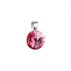 Stříbrný přívěsek s krystaly Swarovski růžový kulatý rivoli 34112.3 Rose,Stříbrný přívěsek s krystaly Swarovski růžový kulatý rivoli 34112.3 Rose