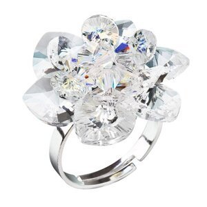 Stříbrný prsten s krystaly Swarovski bílá kytička 35012.1 Krystal,Stříbrný prsten s krystaly Swarovski bílá kytička 35012.1 Krystal