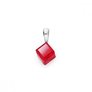 Přívěsek se Swarovski Elements Cube Small, krystal ve tavru krychle světle červené barvy,Přívěsek se Swarovski Elements Cube Small, krystal ve tavru k