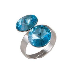 Prsten modrý Rivoli se Swarovski Elements Aqua 12 mm,Prsten modrý Rivoli se Swarovski Elements Aqua 12 mm