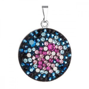 Stříbrný přívěsek s krystaly Swarovski mix barev modrá růžová kulatý 34131.4 Galaxy,Stříbrný přívěsek s krystaly Swarovski mix barev modrá růžová kula