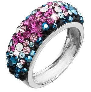 Stříbrný prsten s krystaly Swarovski mix barev modrá růžová 35031.4 Galaxy 54,Stříbrný prsten s krystaly Swarovski mix barev modrá růžová 35031.4 Gala