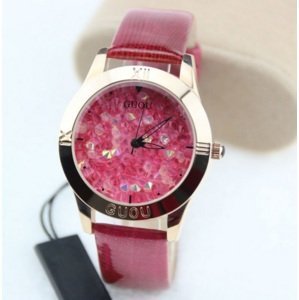 Tmavě růžové náramkové hodinky s křišťály,Tmavě růžové náramkové hodinky s křišťály
