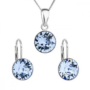 Sada šperků s krystaly Swarovski náušnice, řetízek a přívěsek modré kulaté 39140.3 Light Sapphire,Sada šperků s krystaly Swarovski náušnice, řetízek a