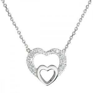 Stříbrný náhrdelník s krystaly Swarovski bílé srdce 32032.1 Krystal,Stříbrný náhrdelník s krystaly Swarovski bílé srdce 32032.1 Krystal