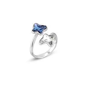 Prsten se Swarovski Elements motýlci Denim Blue,Prsten se Swarovski Elements motýlci Denim Blue