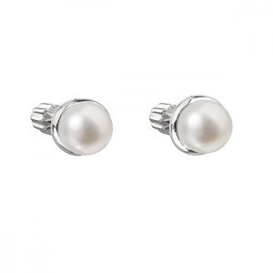 Stříbrné náušnice pecky s bílou říční perlou 21003.1B,Stříbrné náušnice pecky s bílou říční perlou 21003.1B