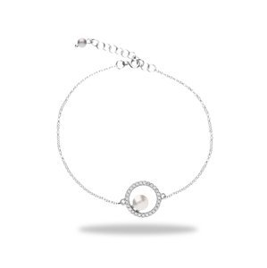Náramek se Swarovski Elements kolečko perla Bílá + Krystal,Náramek se Swarovski Elements kolečko perla Bílá + Krystal