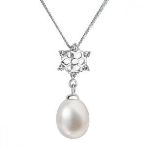 Perlový náhrdelník s řetízkem z pravých říčních perel bílý 22010.1,Perlový náhrdelník s řetízkem z pravých říčních perel bílý 22010.1
