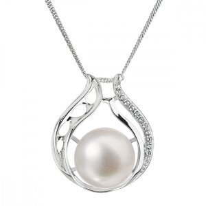 Perlový náhrdelník s řetízkem z pravých říčních perel bílý 22011.1,Perlový náhrdelník s řetízkem z pravých říčních perel bílý 22011.1