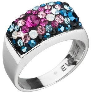 Stříbrný prsten s krystaly Swarovski mix barev modrá růžová 35014.4 Galaxy 52,Stříbrný prsten s krystaly Swarovski mix barev modrá růžová 35014.4 Gala