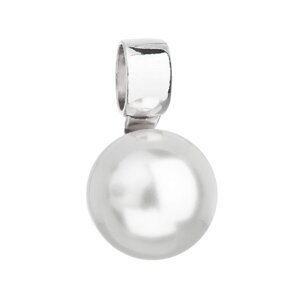 Stříbrný přívěsek s bílou kulatou perlou z křišťálu Preciosa 34212.1 Bílá,Stříbrný přívěsek s bílou kulatou perlou z křišťálu Preciosa 34212.1 Bílá