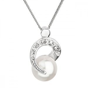 Stříbrný náhrdelník s perlou Swarovski bílý kulatý 32048.1 Bílá,Stříbrný náhrdelník s perlou Swarovski bílý kulatý 32048.1 Bílá