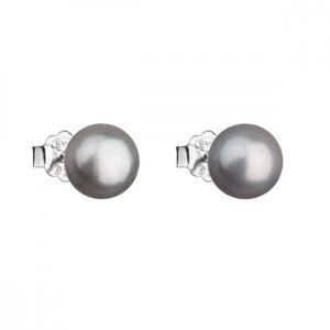 Stříbrné náušnice pecky s šedou říční perlou 21042.3 Grey 8 mm,Stříbrné náušnice pecky s šedou říční perlou 21042.3 Grey 8 mm