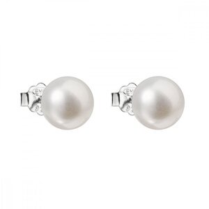Stříbrné náušnice pecky s bílou říční perlou 21043.1 Bílá,Stříbrné náušnice pecky s bílou říční perlou 21043.1 Bílá