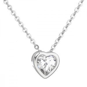 Stříbrný náhrdelník se zirkonem bílé srdce 12020.1,Stříbrný náhrdelník se zirkonem bílé srdce 12020.1