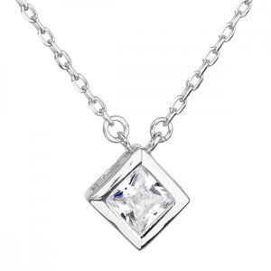 Stříbrný náhrdelník se zirkonem bílý kosočtverec 12031.1,Stříbrný náhrdelník se zirkonem bílý kosočtverec 12031.1