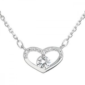 Stříbrný náhrdelník se zirkonem bílé srdce 12008.1,Stříbrný náhrdelník se zirkonem bílé srdce 12008.1